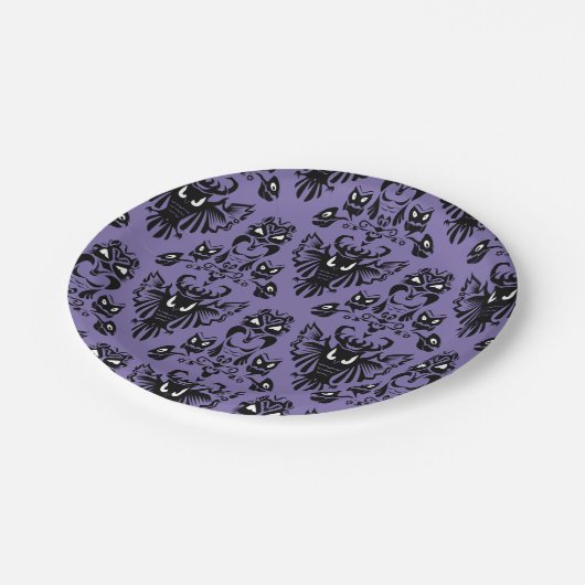 ハロウィーンフクロムズブラックと紫の邪悪な目パーティー ペーパープレート (アングル)