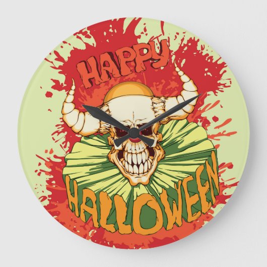 ハロウィーンフライヤー:悪魔ピエロテーマ ラージ壁時計 (正面)