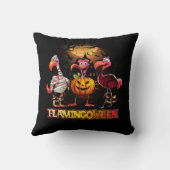 ハロウィーンフラミンゴピンクフラミンゴウィーンパンプキンジャック クッション (裏面)