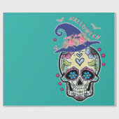 ハロウィーンフラワースカル ラッピングペーパー (フラット)