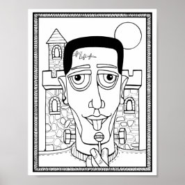 ハロウィーンフランク棒つきキャンデーカラーリングページアート ポスター