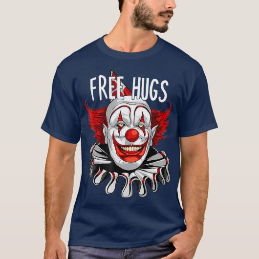 ハロウィーンフリーの抱擁恐怖気味のピエロ図 Tシャツ (正面)