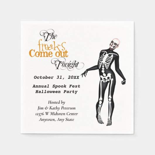 ハロウィーンフリークゾンビスケルトンカスタム スタンダードカクテルナプキン (正面)