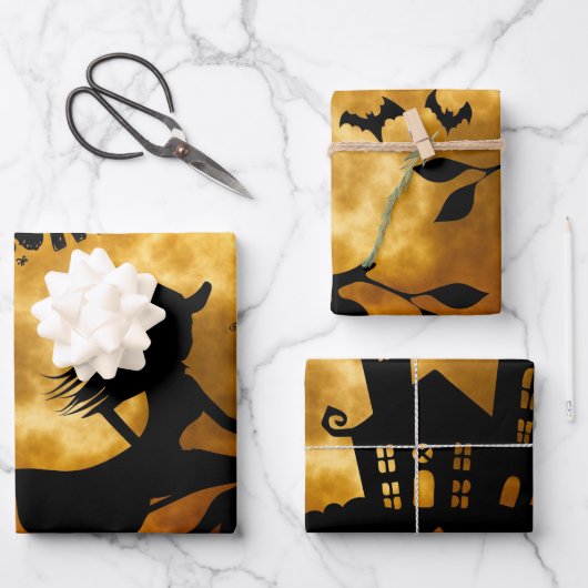 ハロウィーンフルムーンウィッチハ不気味ウス ラッピングペーパーシート (正面)