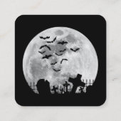 ハロウィーンフルムーン墓地不気味こうもり スクエア名刺 (裏面)