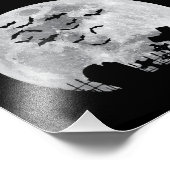 ハロウィーンフルムーン墓地不気味こうもり フォトプリント            (角)