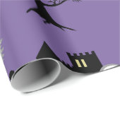 ハロウィーンフルムーン幽霊オンパープル ラッピングペーパー (ロールコーナー)