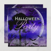ハロウィーンフルムーン&こうもりナイトスキー招待状 招待状 (正面/裏面)