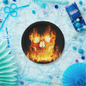 ハロウィーンフレーミングスカル ペーパープレート (パーティー)