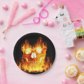 ハロウィーンフレーミングスカル ペーパープレート (パーティー)