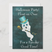 ハロウィーンフローティング幽霊トップハットスカルケーンスカイ 招待状 (正面)