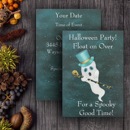 ハロウィーンフローティング幽霊トップハットスカルケーンスカイ 招待状