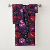 ハロウィーンフローラゴシック秋パープルブルゴーニュ バスタオルセット (インサイチュ)