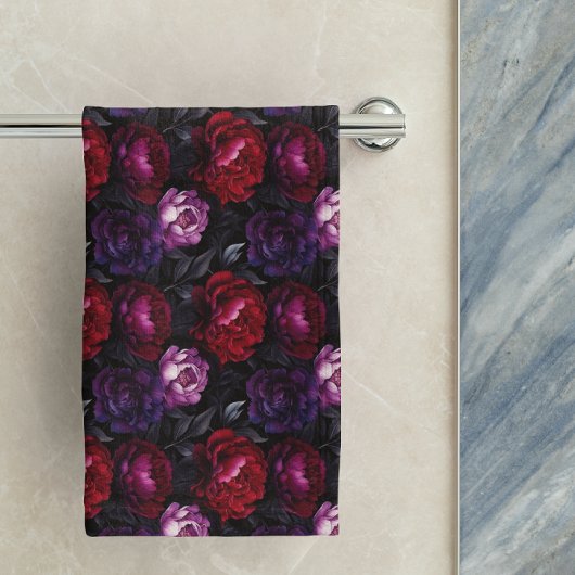 ハロウィーンフローラゴシック秋パープルブルゴーニュ バスタオルセット