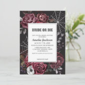 ハロウィーンフローラゴシック花嫁またはダイブライダルシャワー 招待状 (スタンド正面)