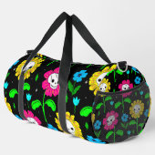 ハロウィーンフローラスカルフラワーブラック ダッフルバッグ (右コーナー)