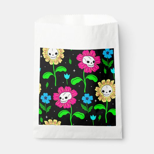 ハロウィーンフローラスカルフラワーブラック フェイバーバッグ (正面)