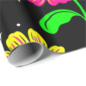 ハロウィーンフローラスカルフラワーブラック ラッピングペーパー (ロールコーナー)