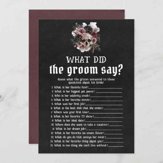 ハロウィーンフローラスカル新郎は何をゲームと言った 招待状 (正面/裏面)