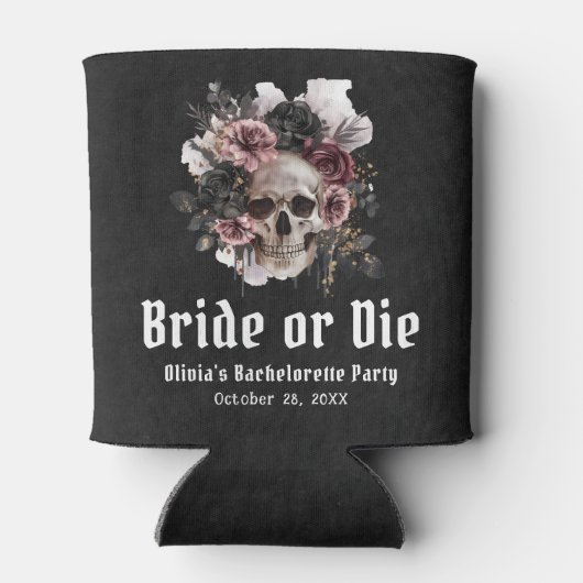 ハロウィーンフローラスカル花嫁またはダイバチェロレッテ 缶クーラー (裏面)