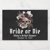 ハロウィーンフローラスカル花嫁またはダイブライダルシャワー スパークリングワインラベル (シングルラベル)