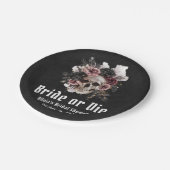 ハロウィーンフローラスカル花嫁またはダイブライダルシャワー ペーパープレート (アングル)