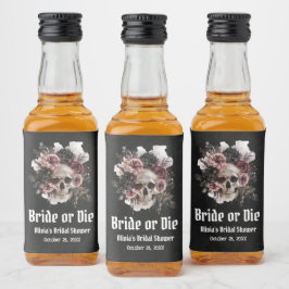 ハロウィーンフローラスカル花嫁またはダイブライダルシャワー リキュールボトルラベル