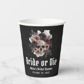 ハロウィーンフローラスカル花嫁またはダイブライダルシャワー 紙コップ (正面)