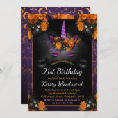 ハロウィーンフローラユニコーン顔秋21日 招待状 (正面/裏面)