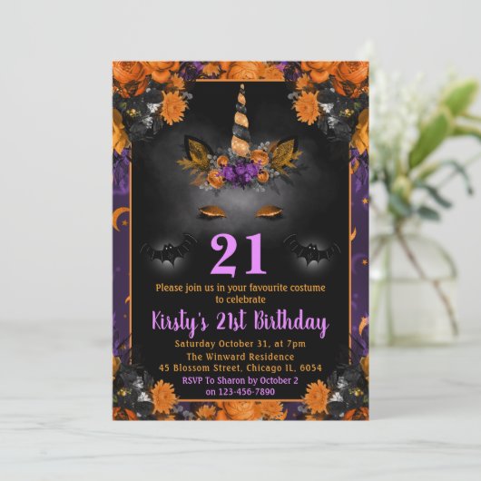 ハロウィーンフローラユニコーン顔21日 招待状 (スタンド正面)