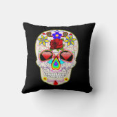 ハロウィーンフローラヴィンテージパンクシュガースカル クッション (裏面)