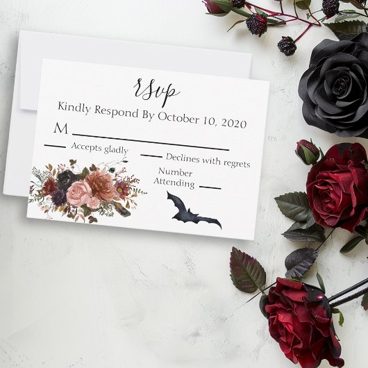 ハロウィーンフローラ秋の水の色の花 出欠カード