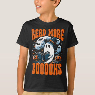 ハロウィーンブックオーバー幽霊ブープン読モアブック Tシャツ