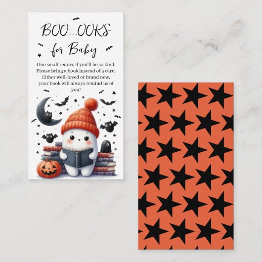 ハロウィーンブックリクエストレトロ幽霊ベビーシャワー エンクロージャーカード (正面/裏面)