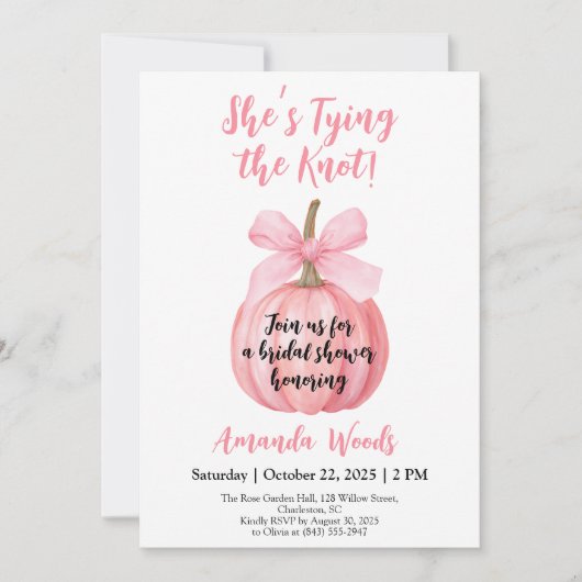 ハロウィーンブライダルシャワーとカボチャデザイン 招待状 (正面)