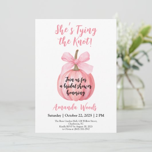 ハロウィーンブライダルシャワーとカボチャデザイン 招待状 (スタンド正面)