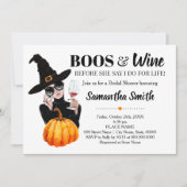 ハロウィーンブライダルシャワーをする前のボスとワイン 招待状 (正面)