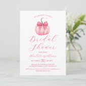 ハロウィーンブライダルシャワーコケットボウピンクパンプキン 招待状 (スタンド正面)