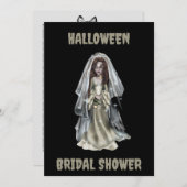 ハロウィーンブライダルシャワー招待花嫁不気味 招待状 (正面/裏面)