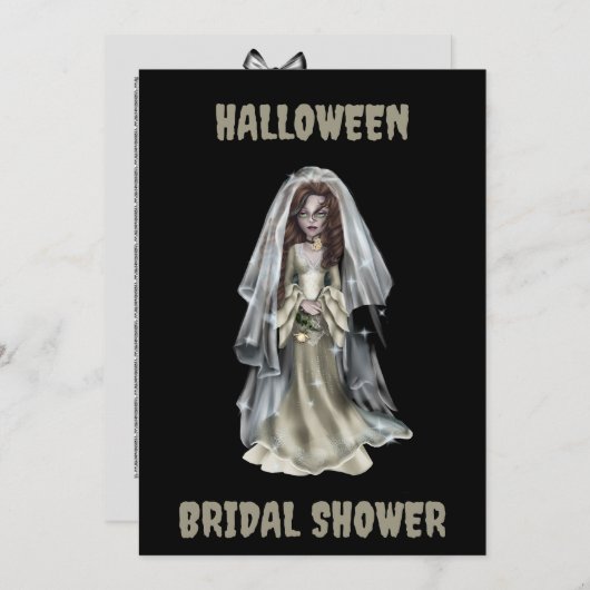 ハロウィーンブライダルシャワー招待花嫁不気味 招待状 (正面/裏面)