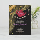 ハロウィーンブライダルレッドティーポット&金ゴールドスカルパーティーI 招待状 (スタンド正面)