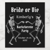 ハロウィーンブライドまたはダイスケルトンバチェロレッテ ワインラベル (シングルラベル)