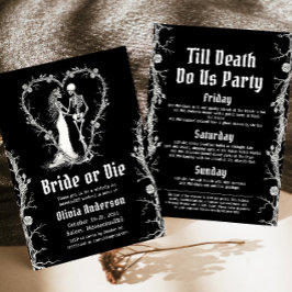 ハロウィーンブライドまたはダイスケルトンバチェロレッテ 招待状