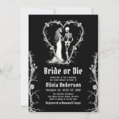 ハロウィーンブライドまたはダイスケルトンブライダルシャワー 招待状 (正面)