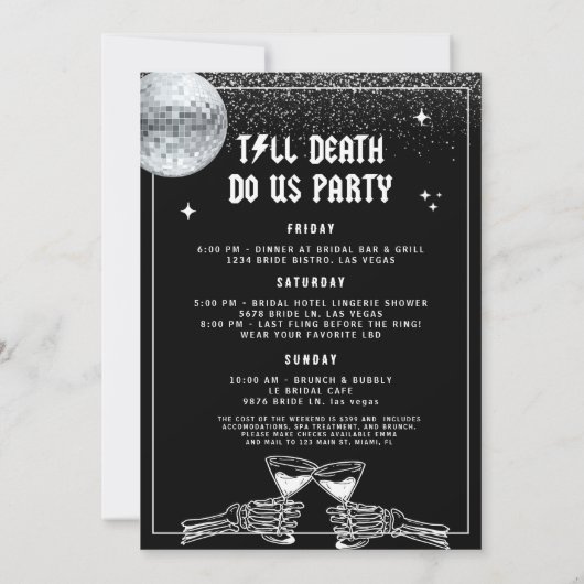 ハロウィーンブライドまたはダイバチェロレッテ 招待状 (裏面)