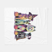 ハロウィーンブラシスクワッドドッグ フリースブランケット (正面(横))