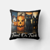 ハロウィーンブラシストローク猫「おごる、またはトリック」 クッション (裏面)