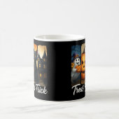 ハロウィーンブラシストローク猫「おごる、またはトリック」 コーヒーマグカップ (中央)