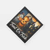 ハロウィーンブラシストローク猫「おごる、またはトリック」 スタンダードランチョンナプキン (角)