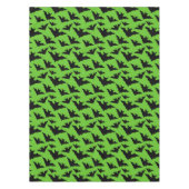 ハロウィーンブラックこうもりのクール緑の不気味なパターン テーブルクロス (正面)